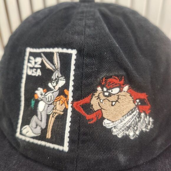 VTG 1997 Looney Tunes Stamp Collection Bugs Bunny Tasmanian Devil Hat Cap USPS - Picture 3 of 11